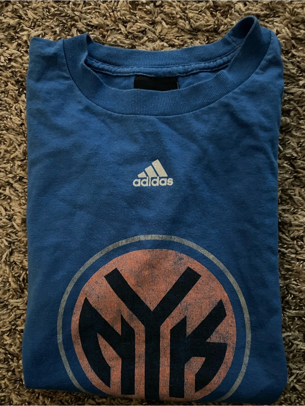 adidas Blue T-Shirt with Orange and Black NYK-Style Logo - Picture 2 of 5